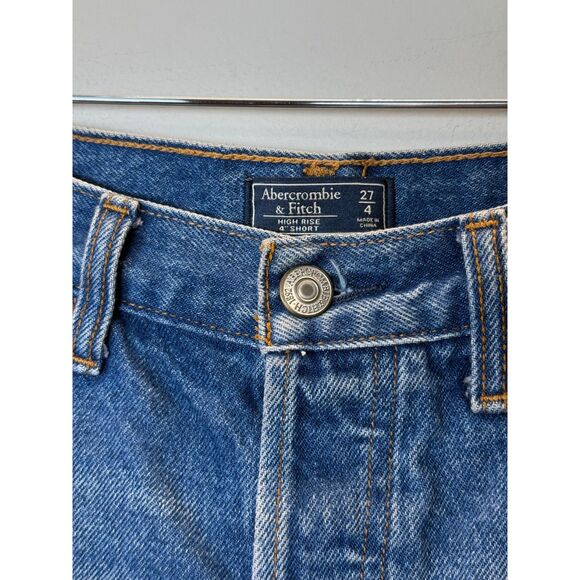 Abercrombie & Fitch Women's Size 27/4 Blue High Rise 4” Cut Off Shorts - Picture 4 of 7